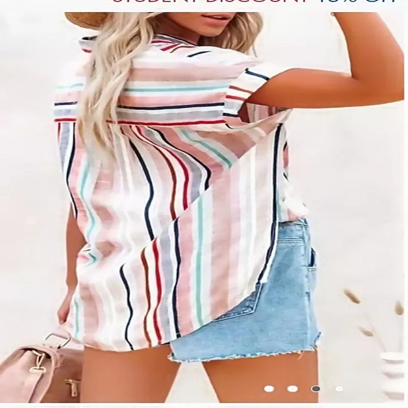 Casual Striped Short Sleeved Shirt, European and American Fashion, Hot Selling, Summer, New