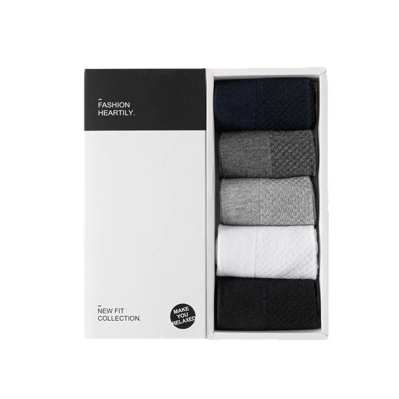 

Мужские носки Four Seasons из бамбукового волокна с двойной вязкой, средней длины, дышащие, дезодорирующие, влагопоглощающие, однотонные, в подарочной коробке для бизнеса