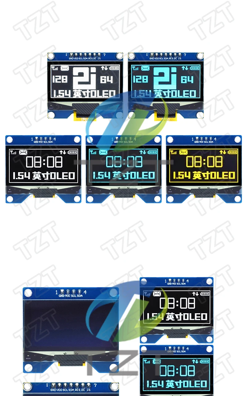 TZT 1,54 Zoll 4PIN 7PIN Weiß Blau OLED-Bildschirmmodul CH1116 Treiber-IC Kompatibel mit SSD1306 SPI-Schnittstelle 128*64 – Detail 4