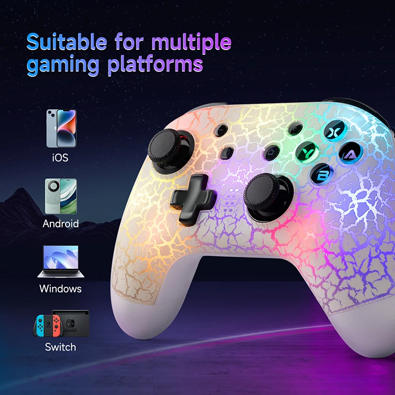 EasySMX 9124 Wireless Gamepad, Bluetooth Gaming Controller for Nintendo Switch, PC, Smart TV, Android/iOS Phone, RGB Effect