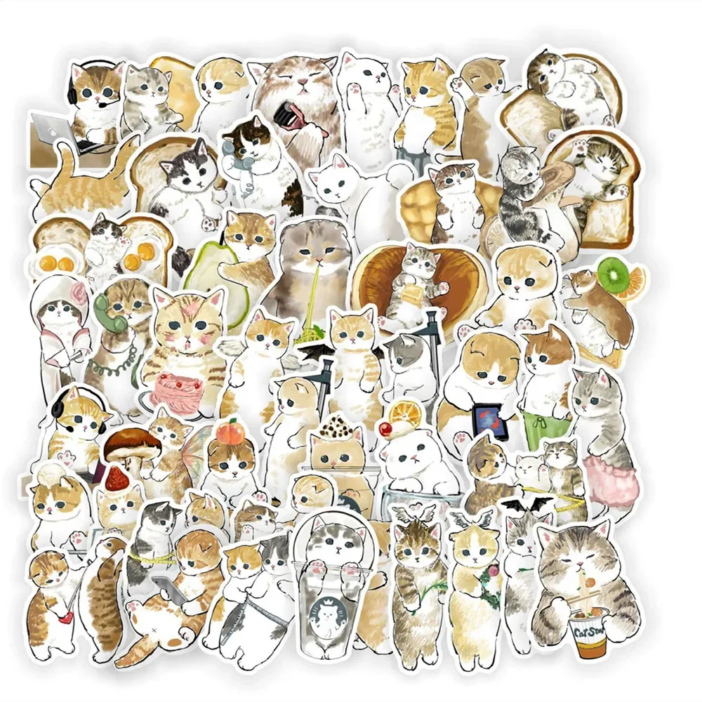 10/30/50PCS Super Cute Kitten Cartoon Sticker For Luggage Laptop IPad Cup Skateboard Journal Gift Waterproof Sticker Wholesale