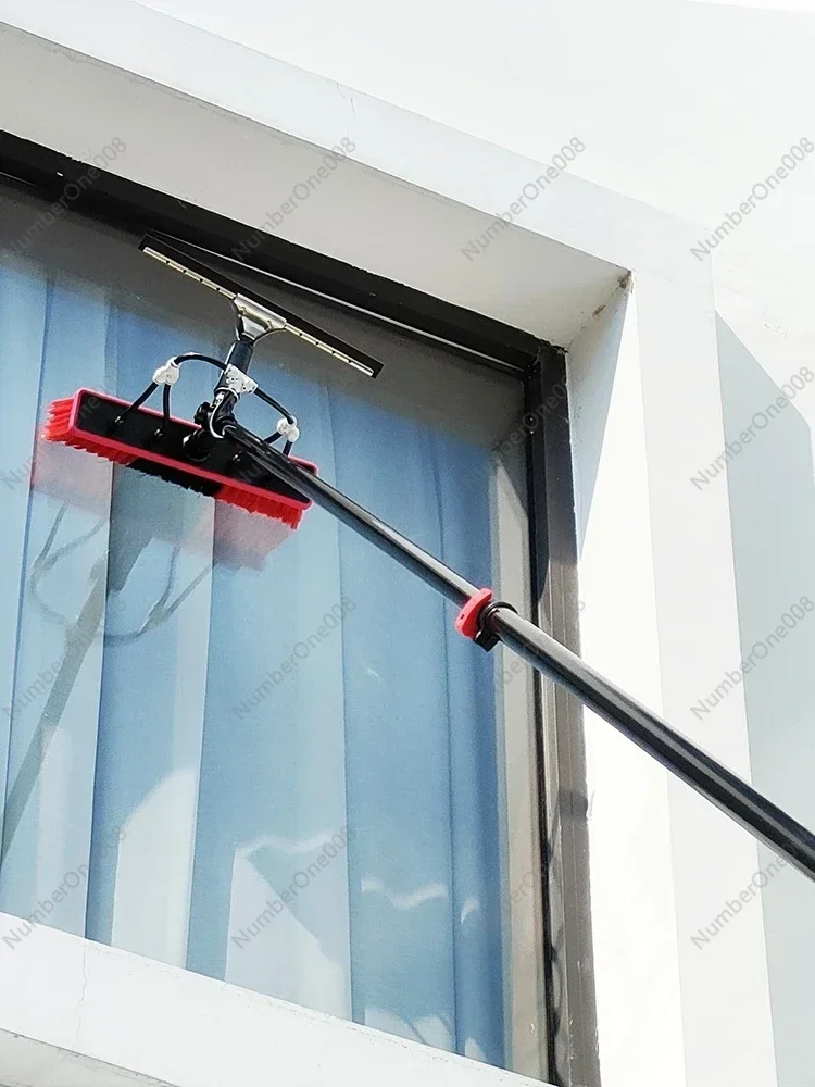 Cross-border Amazon Sends A Window Cleaning Brush, Telescopic Rod Type Photovoltaic Panel Cleaning Brush, Water Spray Brush