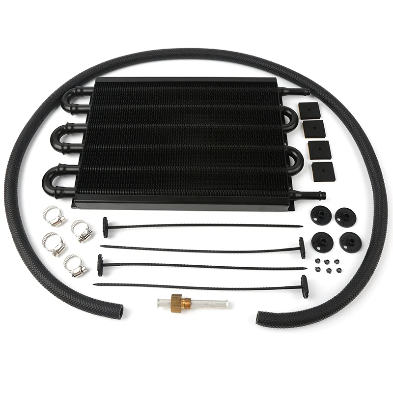 Universal 4 Row 6 Row 8 Row 10 Row Universal Aluminum Remote Transmission Oil Cooler Auto-Manual Radiator Converter Kit