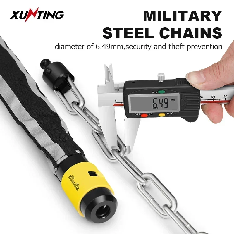 Xunting Bike Chain Lock With Zinc Alloy Cylinder And Reflective Key - 90cm Bicycle Lock For MTB And E-bikes Door