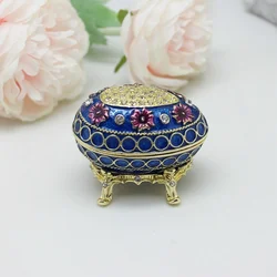 SHINNYGIFTS Easter Gift Boxes Pewter Enamel Faberge Egg Jewelry Gift Box Egg Shape Trinket Boxes