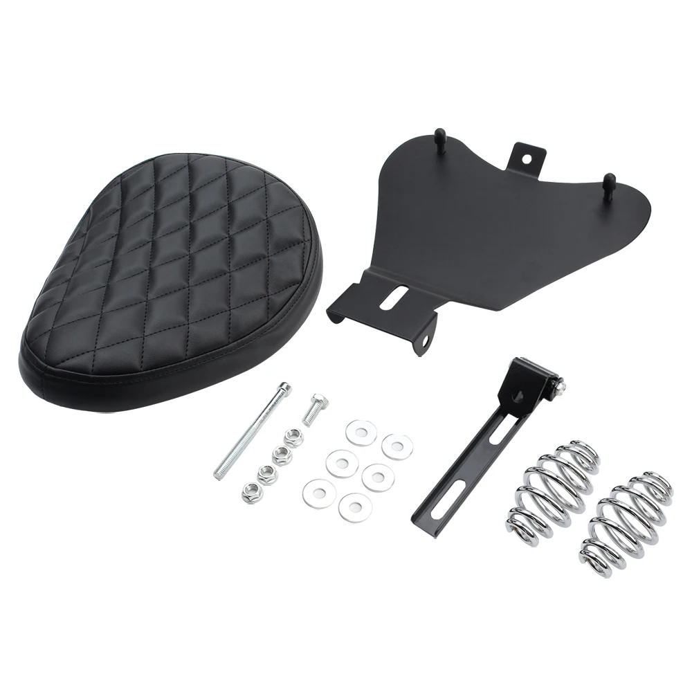 1 SET Motorcycle Retro Leather Solo Seat 3" Spring Bracket For Harley Custom Chopper Sportster Bobber Honda Yamaha Kawasaki image 3