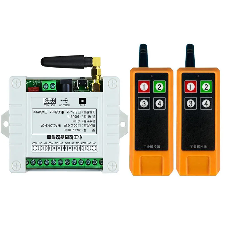 

Универсальный беспроводной пульт дистанционного управления 433 МГц, AC110V 220V, 4 канала, реле, радиоконтроллер, модуль приемника, радиочастотный переключатель для ворот, гаража, открывания