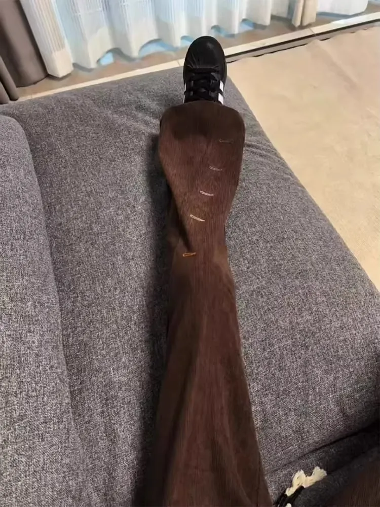 

Мужские повседневные джинсы Ce Brown с вышивкой, зауженные, с косым кроем, средней длины, прямые штанины