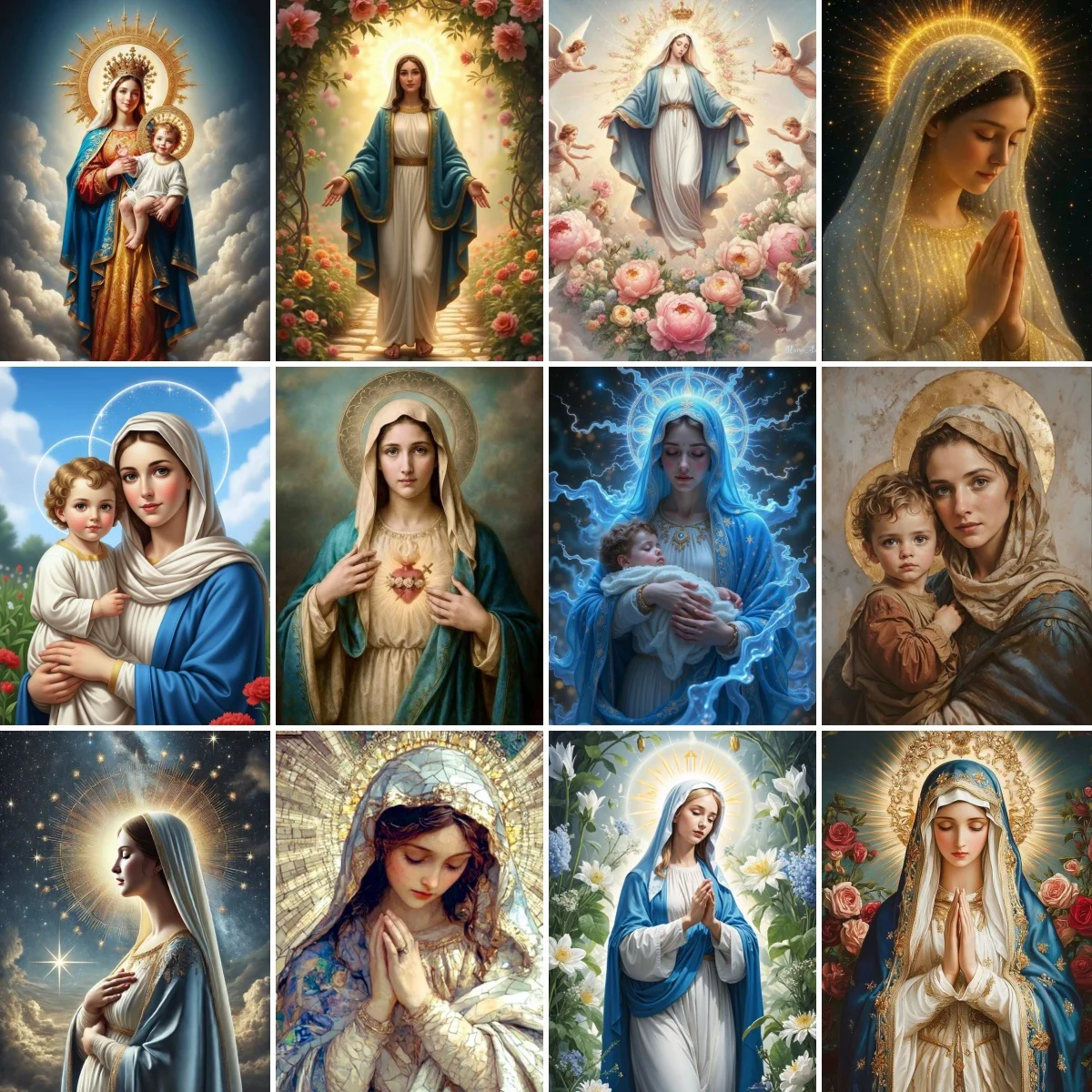 

DIY цифровая картина маслом Дева Мария христианская фигура мозаика картина маслом ручная работа для взрослых украшение стены дома выбор подарка