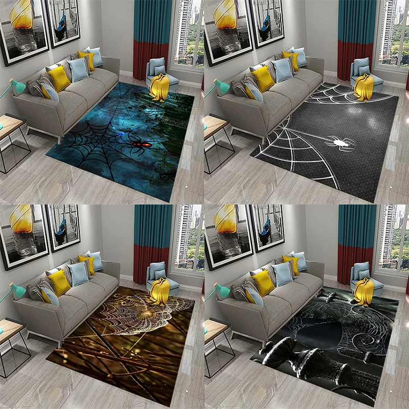 

Halloween Horror Spider Web Carpet Teens Bedroom Living Room Large Decor Carpet Kitchen Bathroom Anti-Slip Door Mat