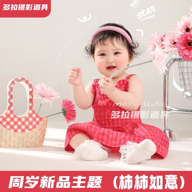 

Mika Bear Children's Photography Clothing Pink Princess Yarn Skirt One Year Old Baby Girl Photo 신생아사진 아기 코스프레