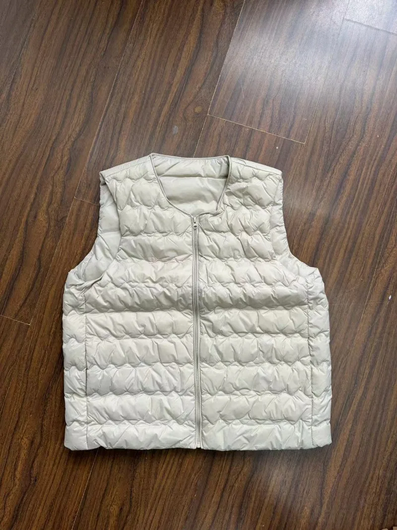 2025 Herfst Winter Nieuwe Dames Lichtgewicht Witte Eend Fleece Vest Slim-fit Warm Elegant Woon-werkverkeer All-match Damesblouse