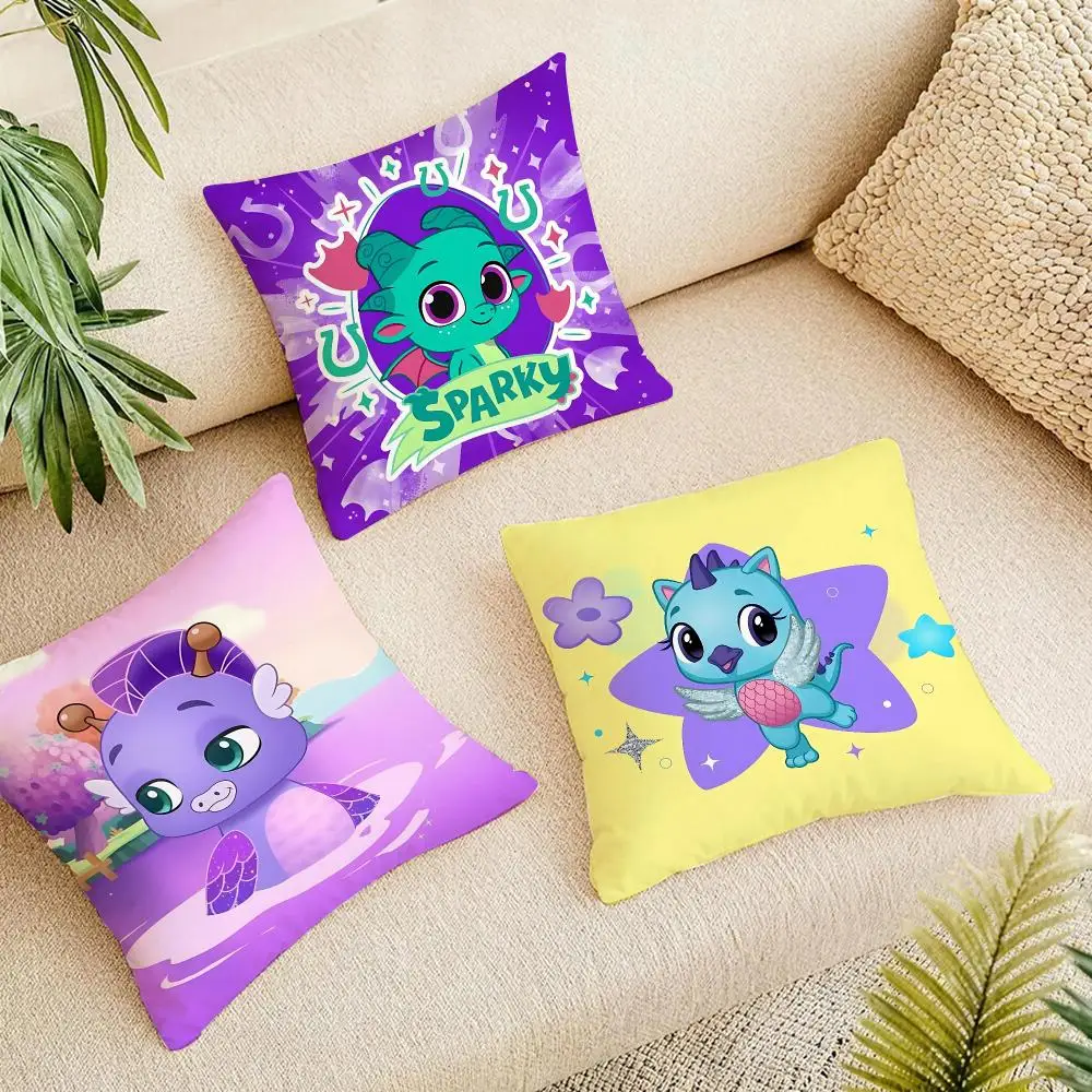 Cute Brand Hatchimals Cushion Cover Short Plush Pillowcase, Washable Wrinkle Resistant Cover for Bedroom Gift