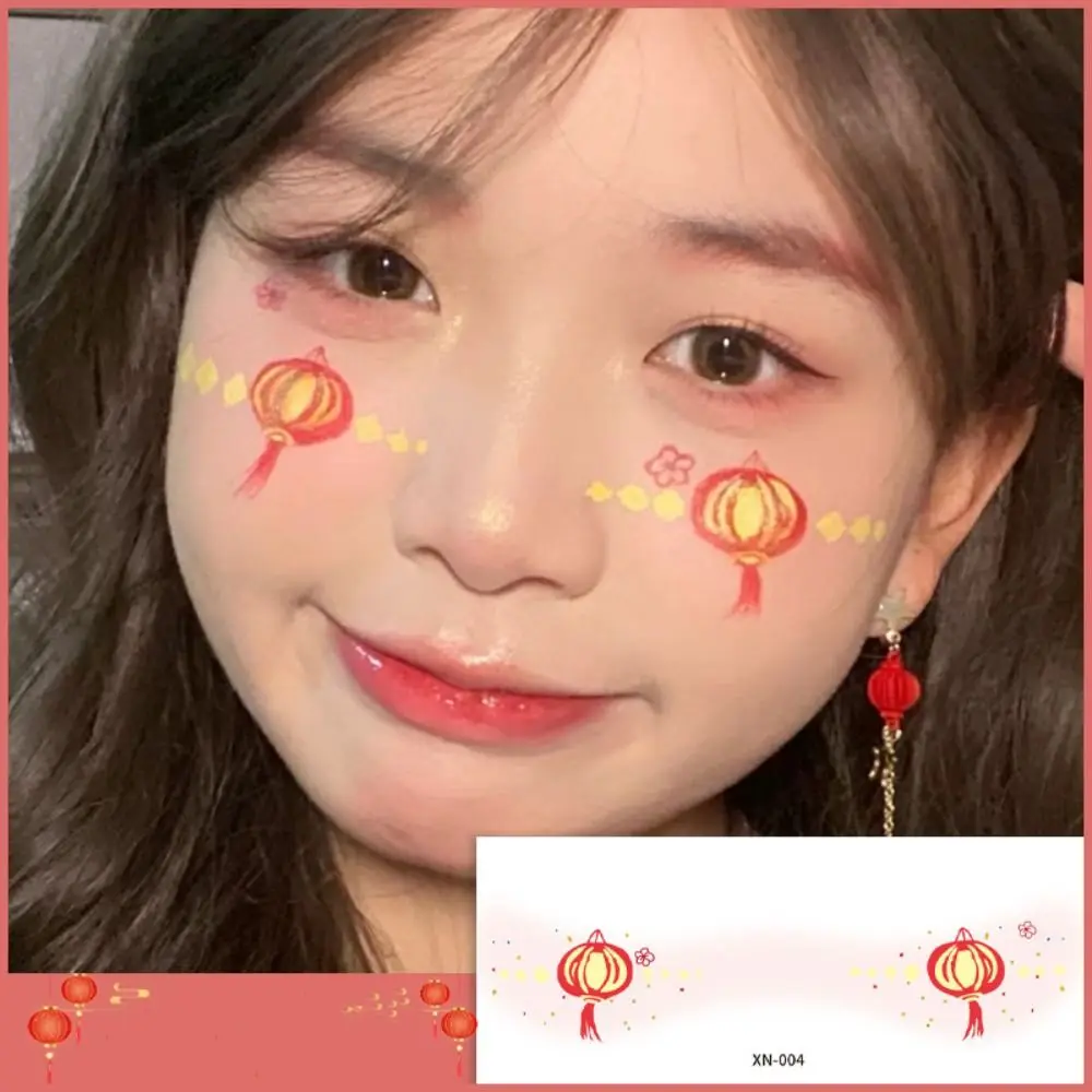 

Waterproof New Year Makeup Stickers Long Lasting Body Art New Year Face Tattoo Cute Cartoon Cheek Temporary Tattoo