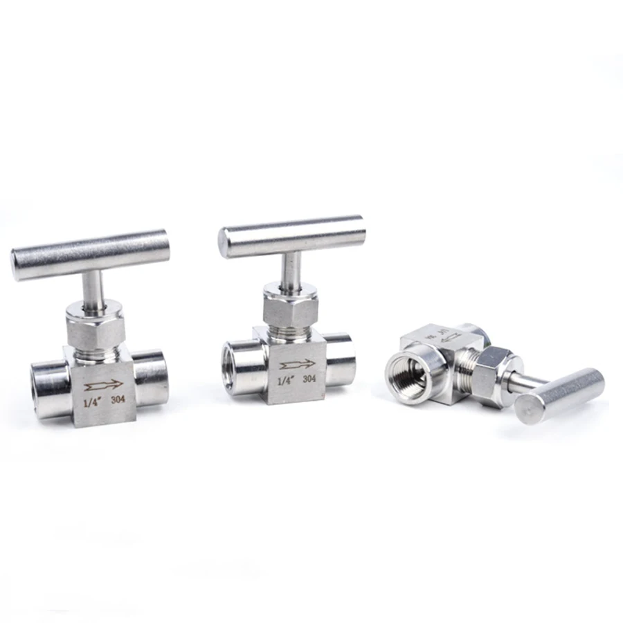 Zawór iglicowy ze stali nierdzewnej 304 z gwintem wewnętrznym 1/8 "1/4" 3/8 "1/2" kontrola przepływu BSP z jednym kształtem uchwytu zawór kulowy