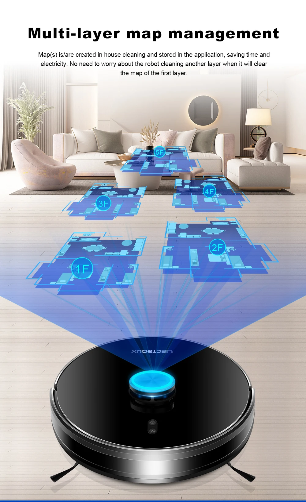 Liectroux X6 LDS Robot Vacuum Cleaner,Laser Lidar Navigation,Wet & Dry Mopping,6500Pa Suction,Multi-Floor Map,Customized Smart H