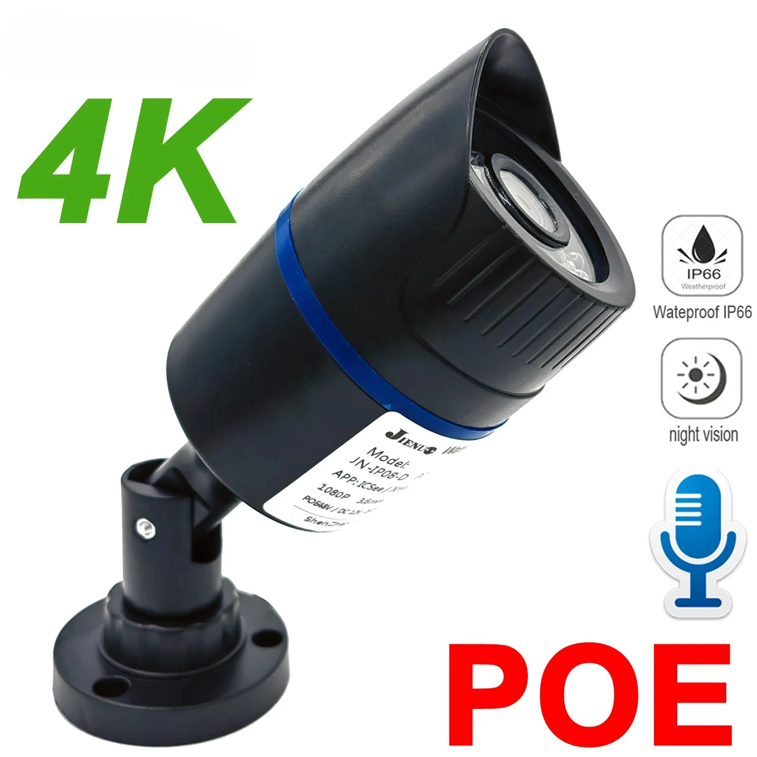 4K 8MP Poe Camera O…