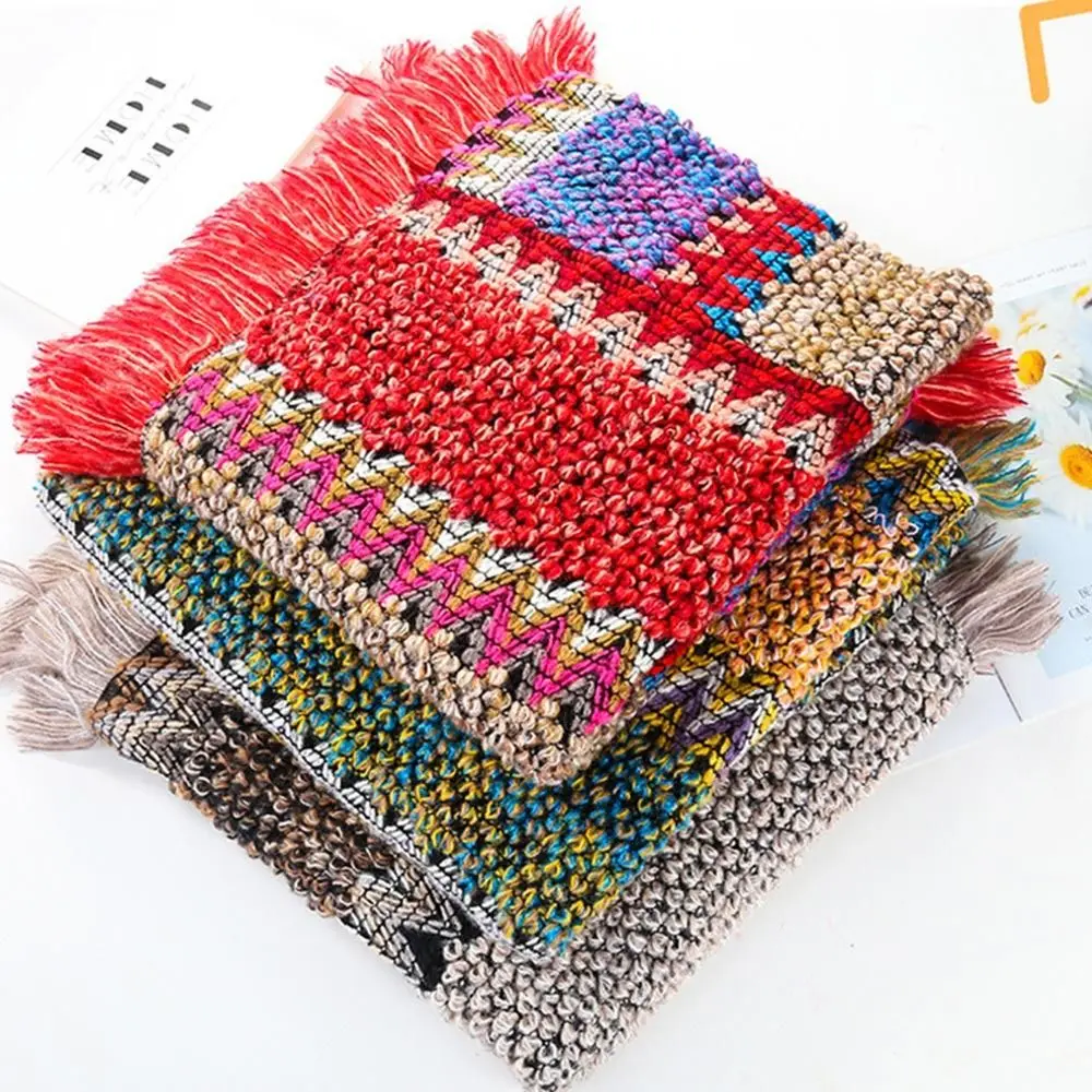 Coat Overlays Winter Warm Mongolian Poncho Ethnic Style Striped Pullover Tassel Shawl Polyester Knitted Cape Women Fashion