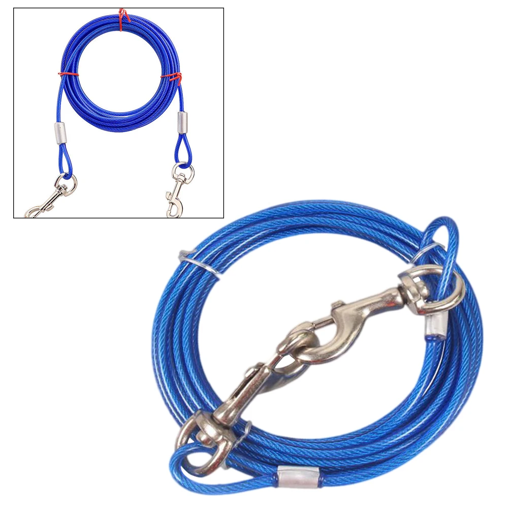 

Stainless Steel Dog Leash Blue Durable Safe Outdoor Pet Supplies Hauling Cable Large Small Dogs Walking Running Bite Resistance