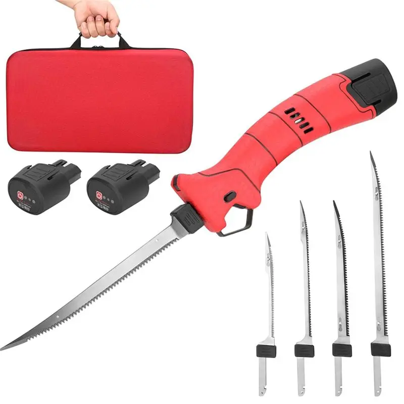 

AUAU-Cordless Electric Fillet Knife - 4 Ti-Nitride Coated Non-Stick Blades, Electric Fish Fillet Knife Cordless US Plug