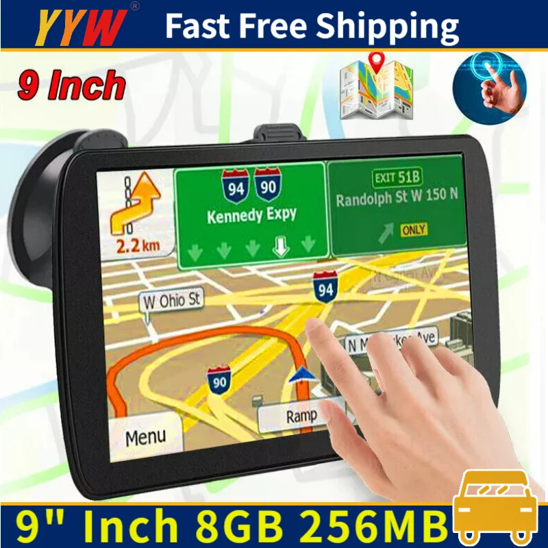 

9" Multifunctional Universal Car SUV Motorcycle Truck GPS Navigation 8GB+256MB Car GPS System With Turn-By-Turn Voice Navigation