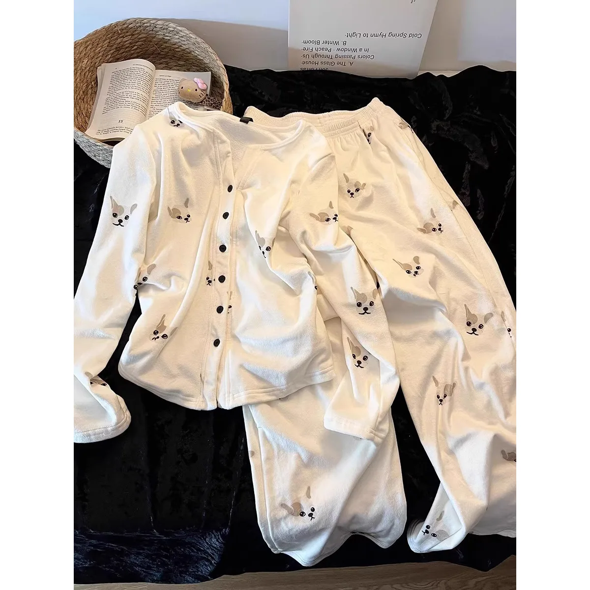 Pjs Set Pigiama da donna Pigiama in velluto tedesco Pigiama invernale caldo da donna Abbigliamento per la casa alla moda, Pigiama Set pigiama carino