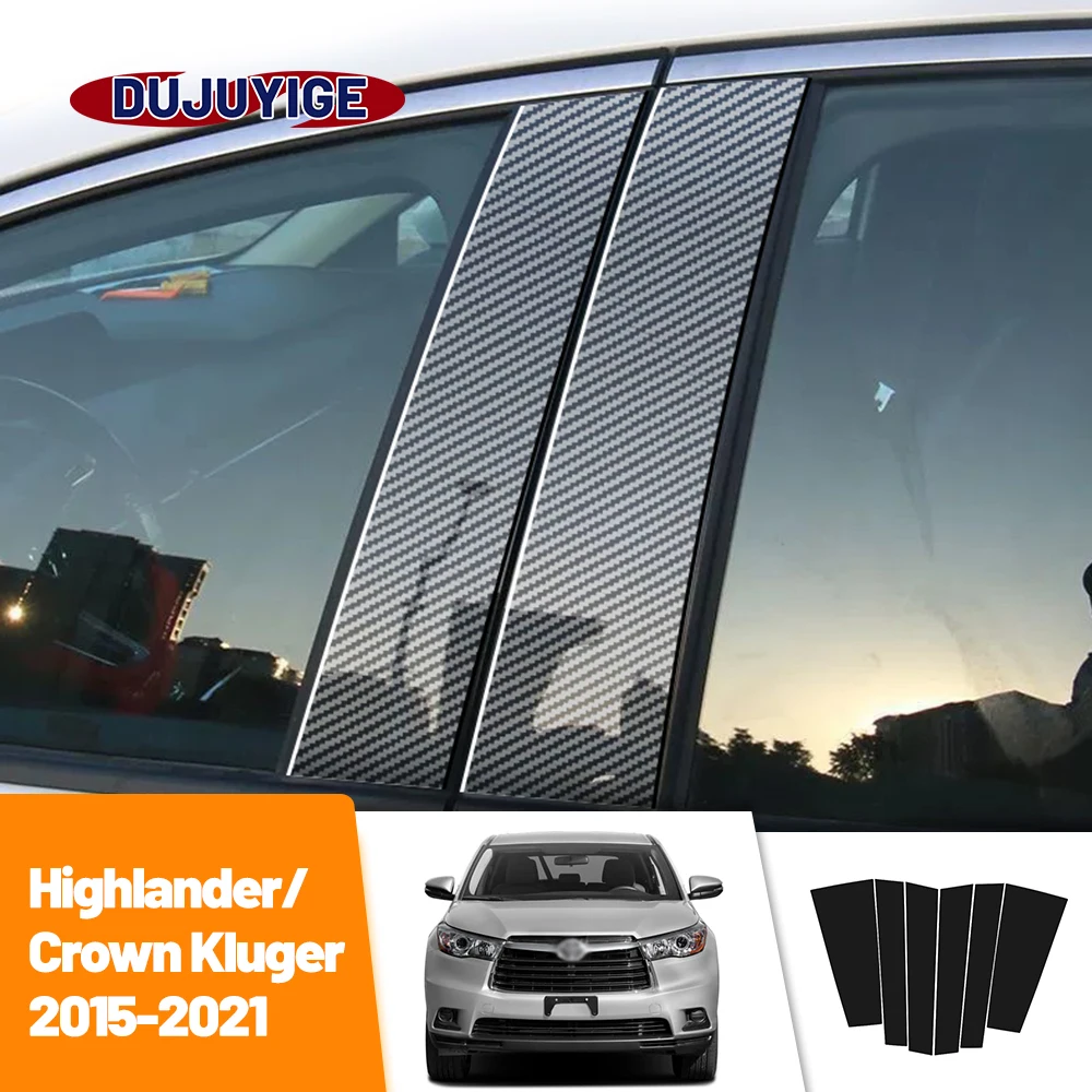 

For Toyota Highlander Crown Kluger 2015-2021 2016 2017 Carbon Fiber Window Door Column Deal B Pillar Post Cover Trim Sticker