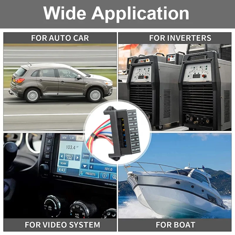 8Way DC 12V Volt Fuse Box Block Holder ATC ATO 2-input 8-ouput Wire