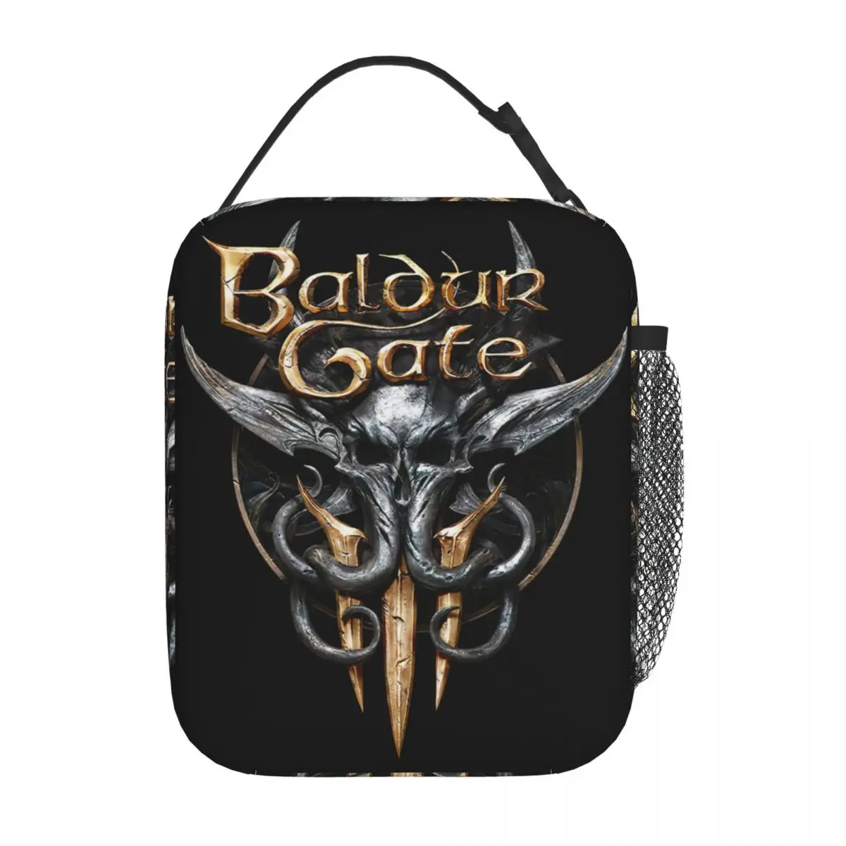 

Adventure Awaits Game Baldur's Gate 3 Logo Product Insulated Lunch Tote Bag For School BG3 Gaming Storage Food Boxes Lunch Box