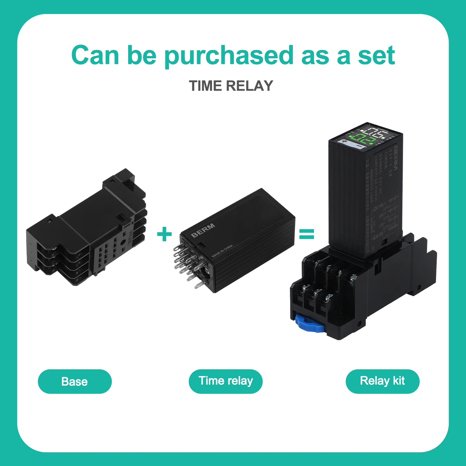 Adjustable Delay Timer Relay LED Display Relay 8 X 6 X 3 Cm Digital Time Relay 12V DC Voltage 14-pin Model Time Relay