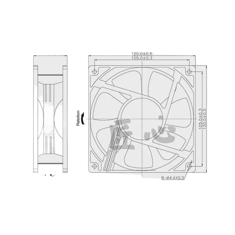 RUNDA RSH1238B12N33S 12V 0.75A 12CM Large Air Volume Cooling Fan for Electronics Enclosures and Industrial Equipment