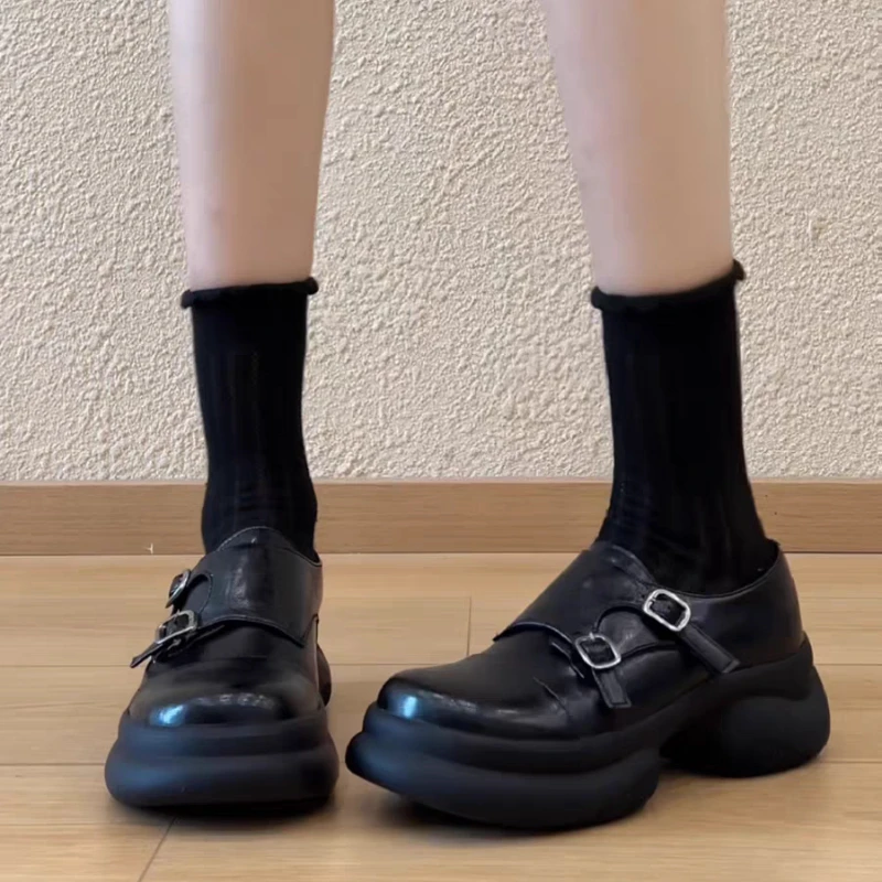 

Thick-soled, Round-toed, Button-up, Waterproof Platform, Versatile, Comfortable, Anti-slip and Breathable Women's Single Shoes