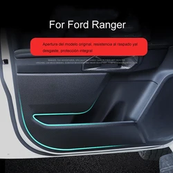 Carbon Fiber Leather For Ford Ranger T9 2023 2024 Car Accessories Door Anti-kick Pad Protector Mats Cover Sticker