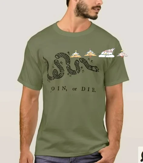 Benjamin Franklin's Join or Die Political Paintings T-Shirt 100% Cotton O-Neck Short Sleeve Casual Mens T-shirt Size S-3XL