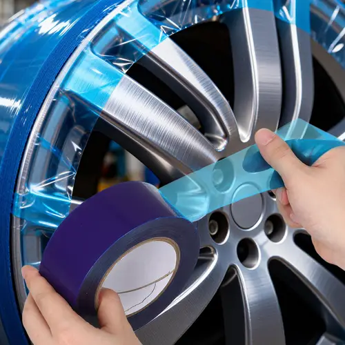 Imagen 2 del producto 1 rollo de cinta de protección de llanta de rueda de coche, cinta azul de Pe, protector contra arañazos de fuerte adherencia, película protectora de rueda de cubo de fácil instalación
