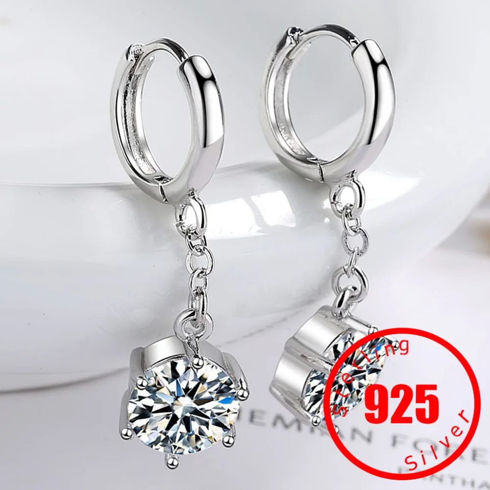 

White Stamp 925 Sterling Silver 2ct Moissanite Drop Earring for Women Sparkling Zircon Earring Wedding Jewelry