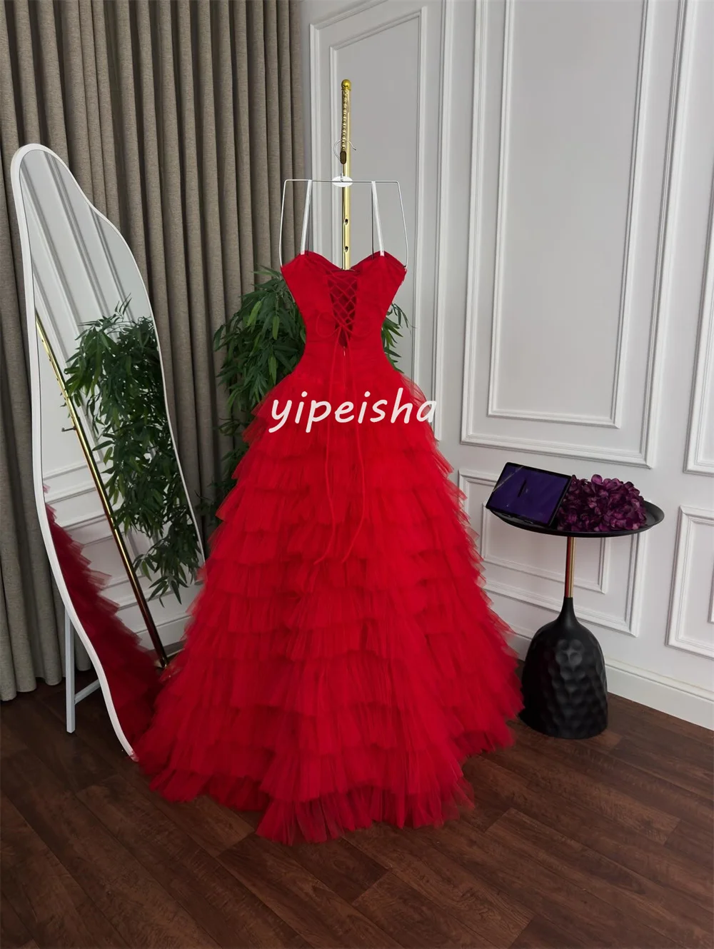 فساتين طويلة مخصصة معقدة مطابقة من التول بطبقات على شكل حرف a على شكل قلب فساتين مناسبة مخصصة مقاسات متاحة رسمية