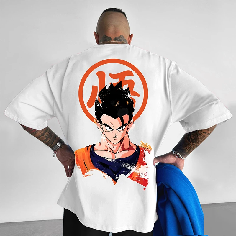 

Dragon Ball Db Animation Printing Short Sleeve T-Shirt Men's Summer Loose Heavy Cotton Men's and Women's Half Sleeves