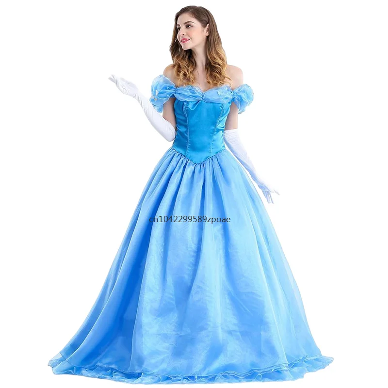 

Halloween Adult Stage Performance Costume Cinderella Princess Dress Cosplay Holiday Party Outfit Blue Dress 2024