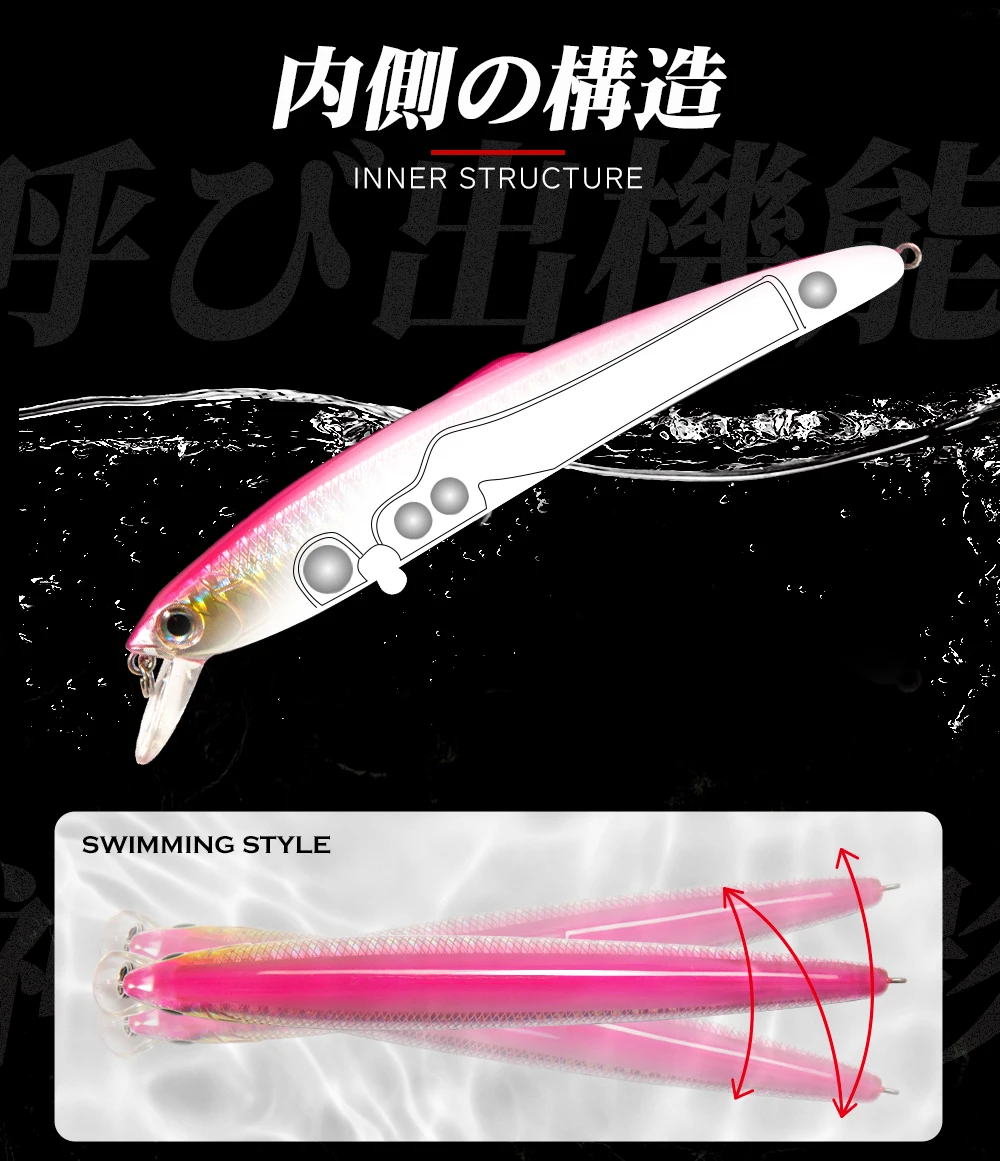 Hunthouse Saruna Minnow Köder Schwimmender Jerkbait 90/125/147mm Wobbler Harter Köder zum Angeln auf Wolfsbarsch Salzwasser Hecht Angelzubehör – Detail 6