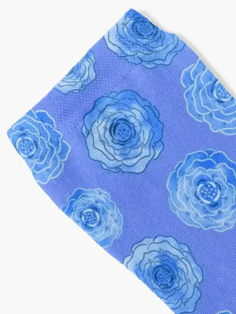 Stylized Blue Roses Socks gym anti-slip cotton Man Socks Women's