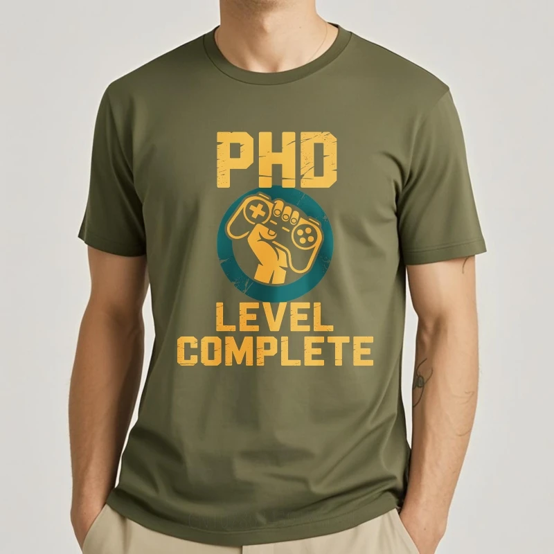 عادية الصيف المراهقين التي شيرت Phd مستوى كاملة أذرع التحكم في ألعاب الفيديو قصيرة الأكمام المطبوعة طاقم الرقبة تي شيرت استرخاء تي شيرت مجسم