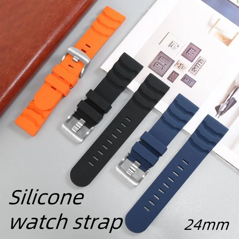 24mm Silicone Watch Strap for Luminox XS3749 3789 3741 3745 Men's Waterproof Sports Bracelet Belt Watch Accessories