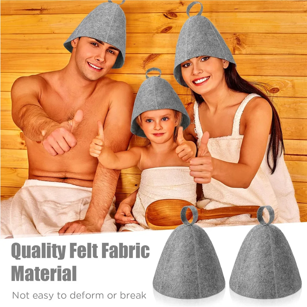 

Felt Sauna Hat Hair Drying Cap Absorbent Quick Dry Bath Shower Cap Unisex Grey Minimalist Spa Cap for Sauna Steam Room Travel