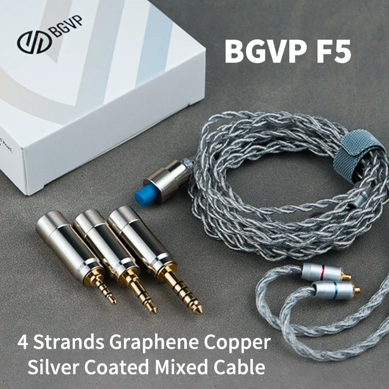 

BGVP F5 MMCX Upgrade Cable 4 Strands 560 Cores Monocrystalline Copper Silver Plated 3 In 1 Interchangeable Plug Melody Original