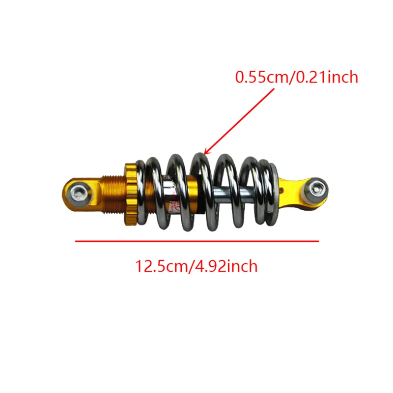 Electric Scooter Rear Support Shock Absorber Rear Spring Shock Absorber Center Distance125mm Gold Shock Absorber