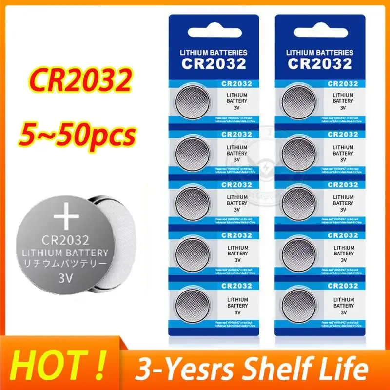 50/30/20/10/5PCS CR2032 CR 2032 Button Battery 3V Lithium Battery For Watch Toy Calculator Car Remote Control Button Coin Cell