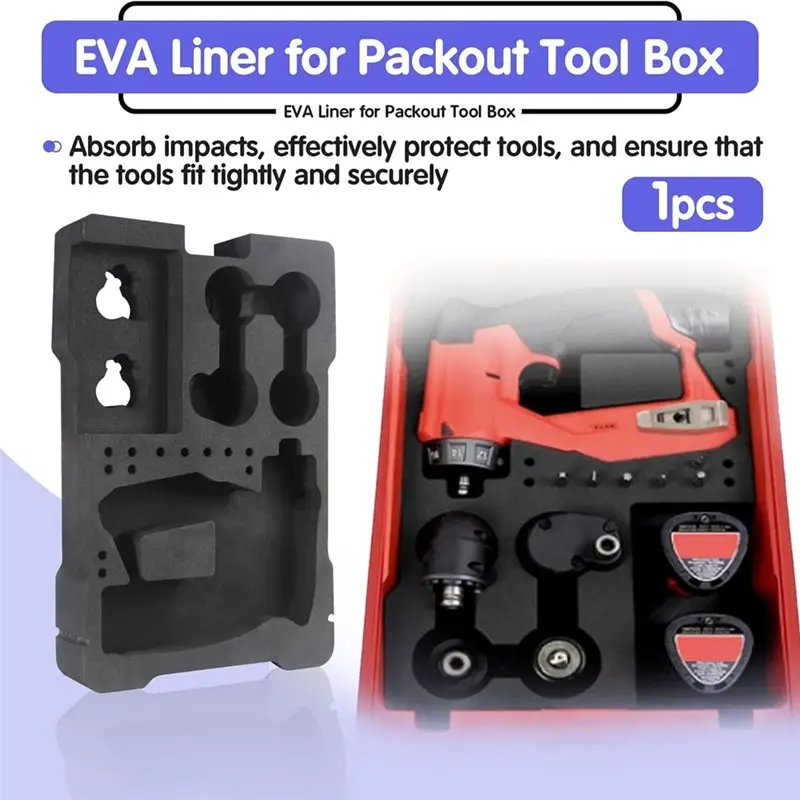 JHD EVA Liner Insert Cut Foam Organizer For 2505-22 M12 Fuel Installation Drill For 48-22-8435 Packout Tool Box