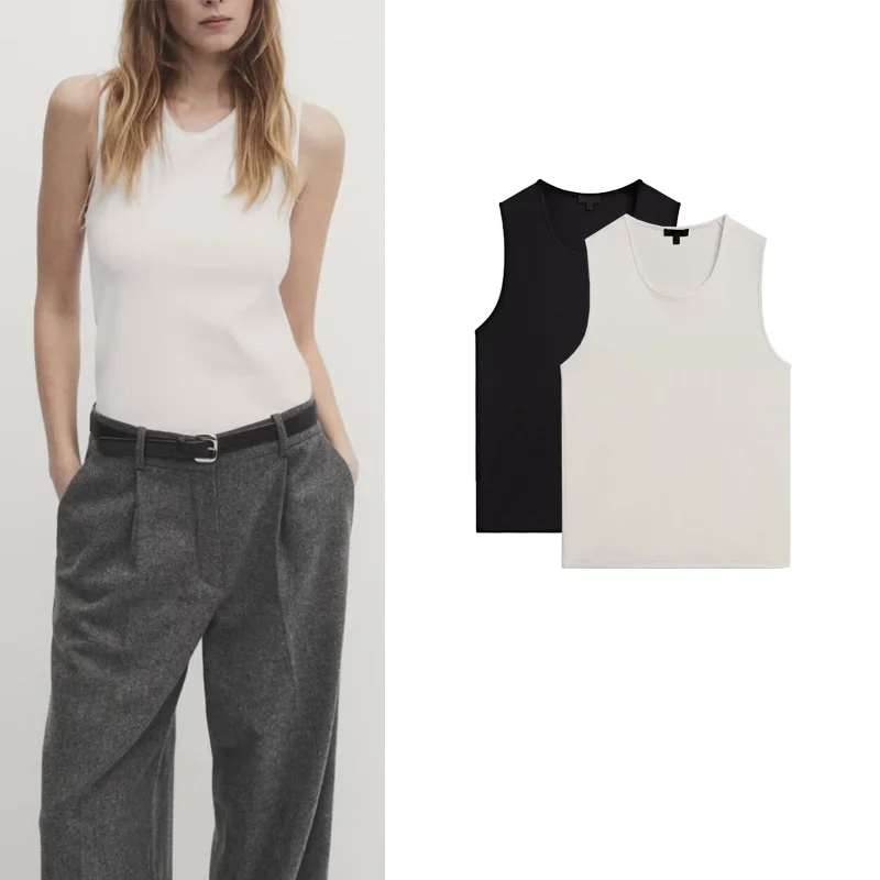 เสื้อกล้ามทรงสลิมฟิตสำหรับผู้หญิง รุ่นใหม่ สไตล์อเมริกัน ใส่สบาย ผ้าโพลีเอสเตอร์ 100% ความยาวปกติ ฤดูใบไม้ผลิ 2024