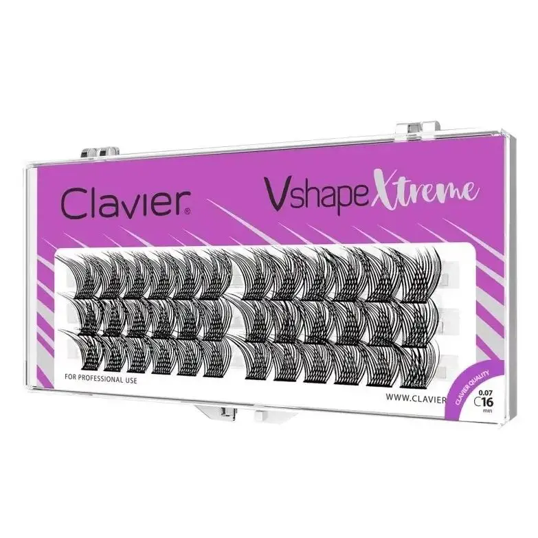 CLAVIER New Arrival Vshape Xtreme Cluster Eyelashes C Curling 36 Clusters In One Tray Wide Stem Individual Lash